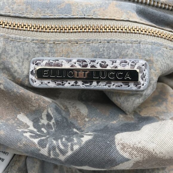 Elliott Lucca Gray Snakeskin Leather Style Pocket Double Handle Shoulder Bag - Picture 8 of 16